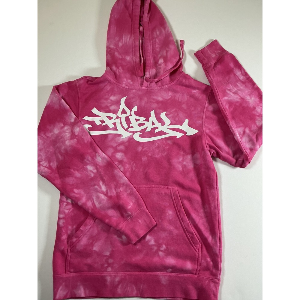 Tribal Streetwear Pink Tie Dye Graffiti Hoodie Size S